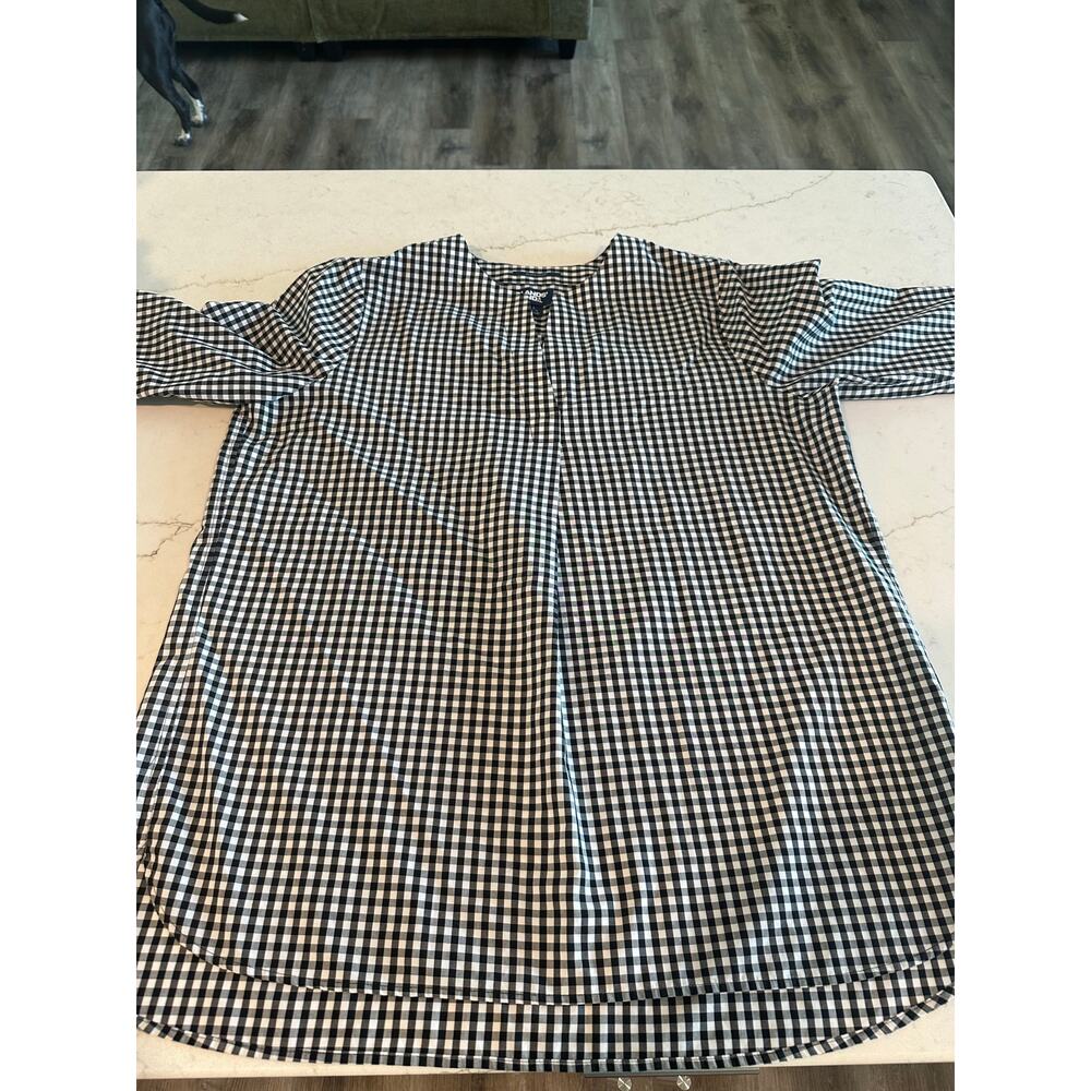 Lands’ End Supima Cotton Gingham Tunic Top Black White Classic Preppy Casual L - Picture 5 of 10